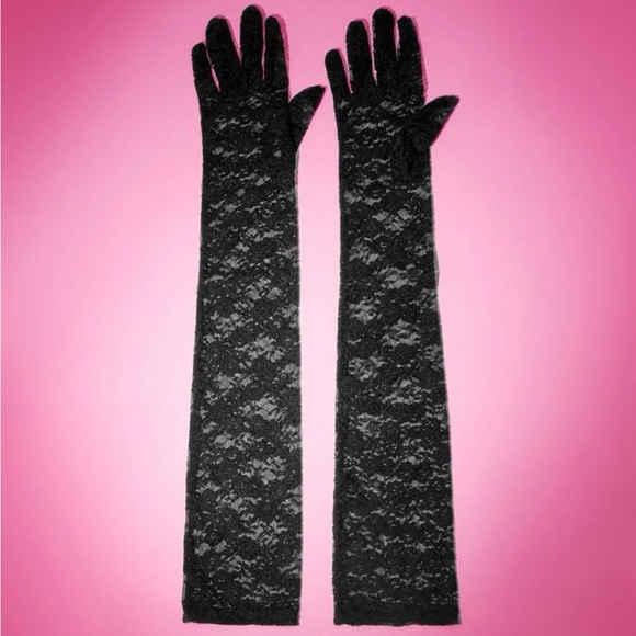 Black Lace long sleeve gloves - Picture 2 of 3